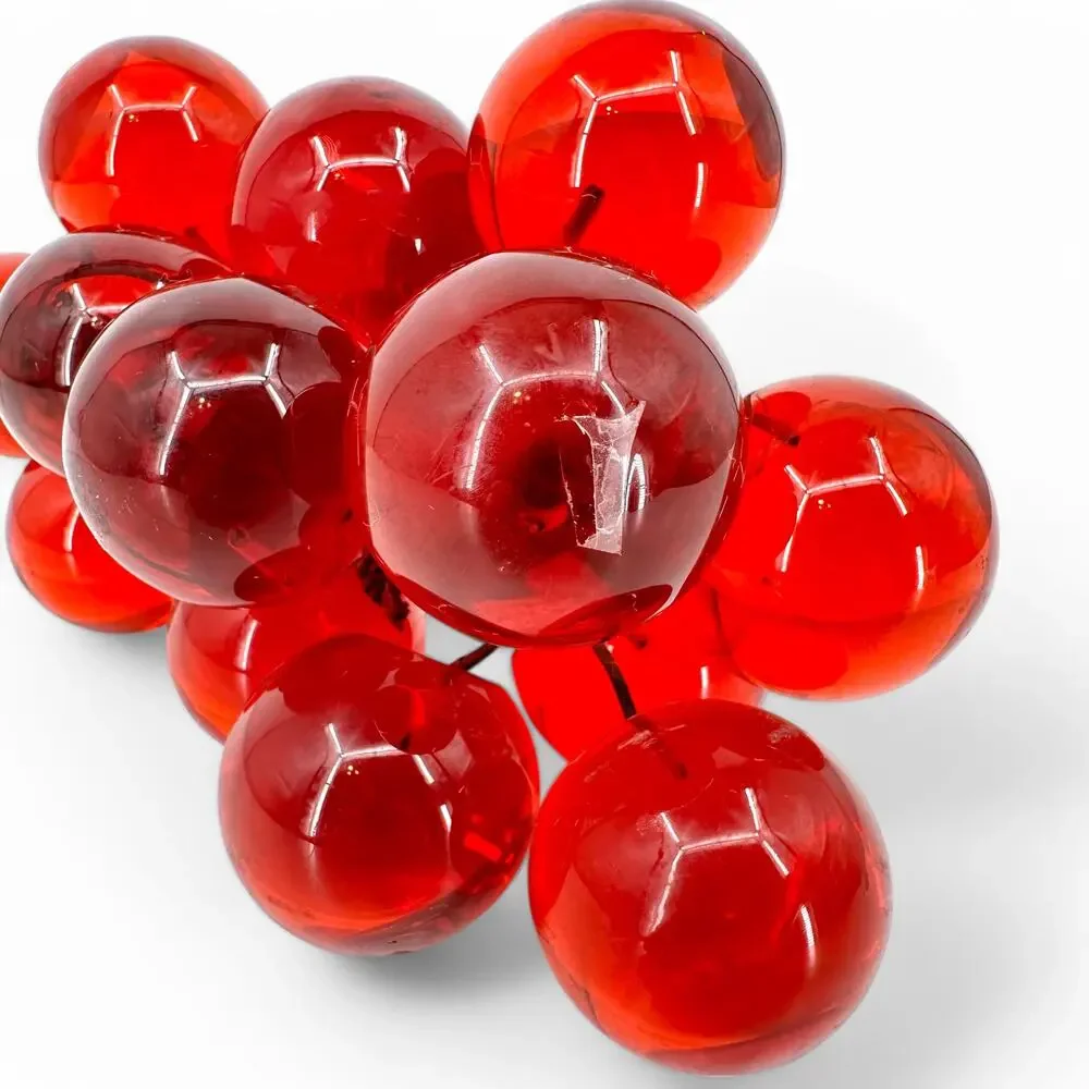 MCM Lucite Acrylic Red Grapes Cluster on Driftwood Stem Vintage Centerpiece - Picture 10 of 11